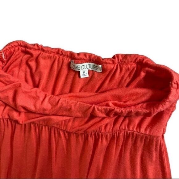 Love Culture Orange & Tan Chevron Color Block Strapless Maxi Summer Dress Medium - Picture 6 of 10